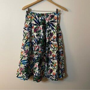 Flint and Moss Floral A-Line Skirt - Multicolor size small linen blend